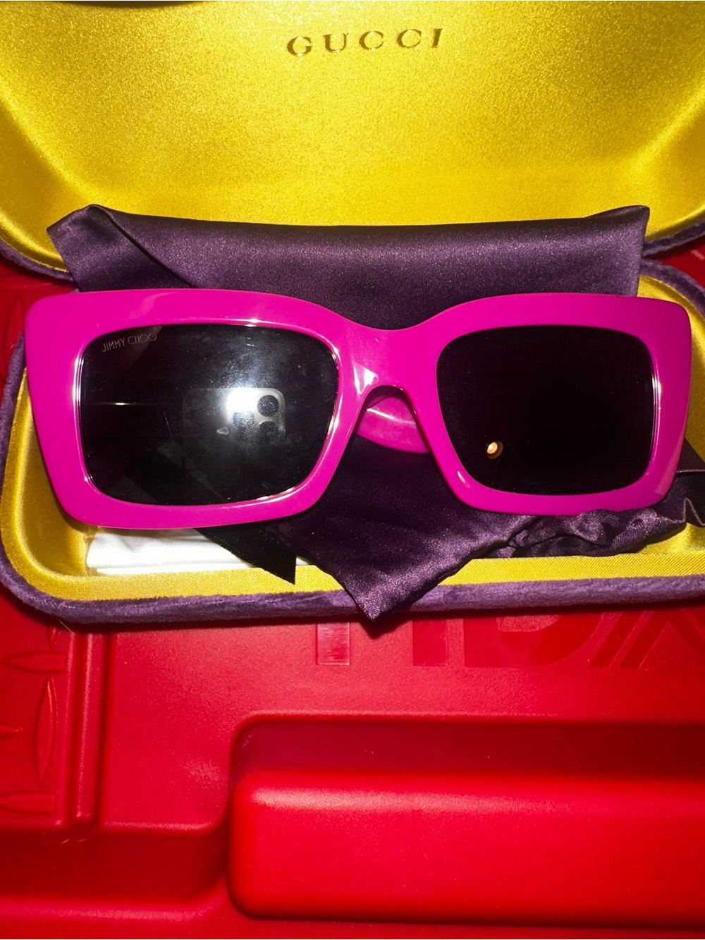 Jimmy Choo Bright Pink Square Sunglasses